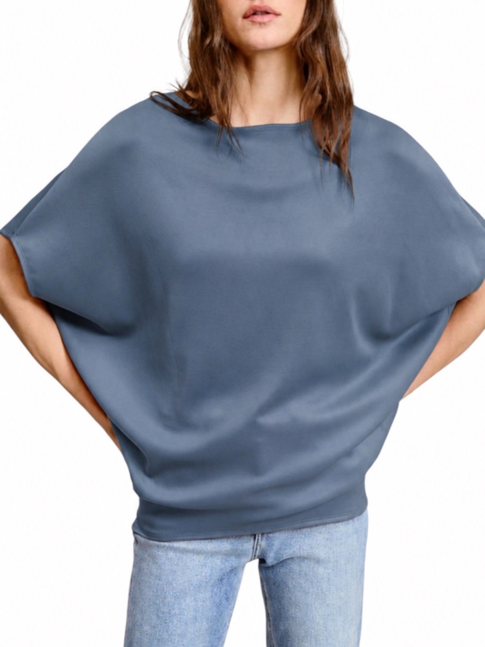 Relaxed Slate Blue Tunic Top